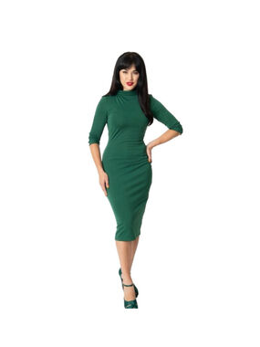 Unique Vintage Cassidy Green Cowl Neck Midi Dress Women's Medium